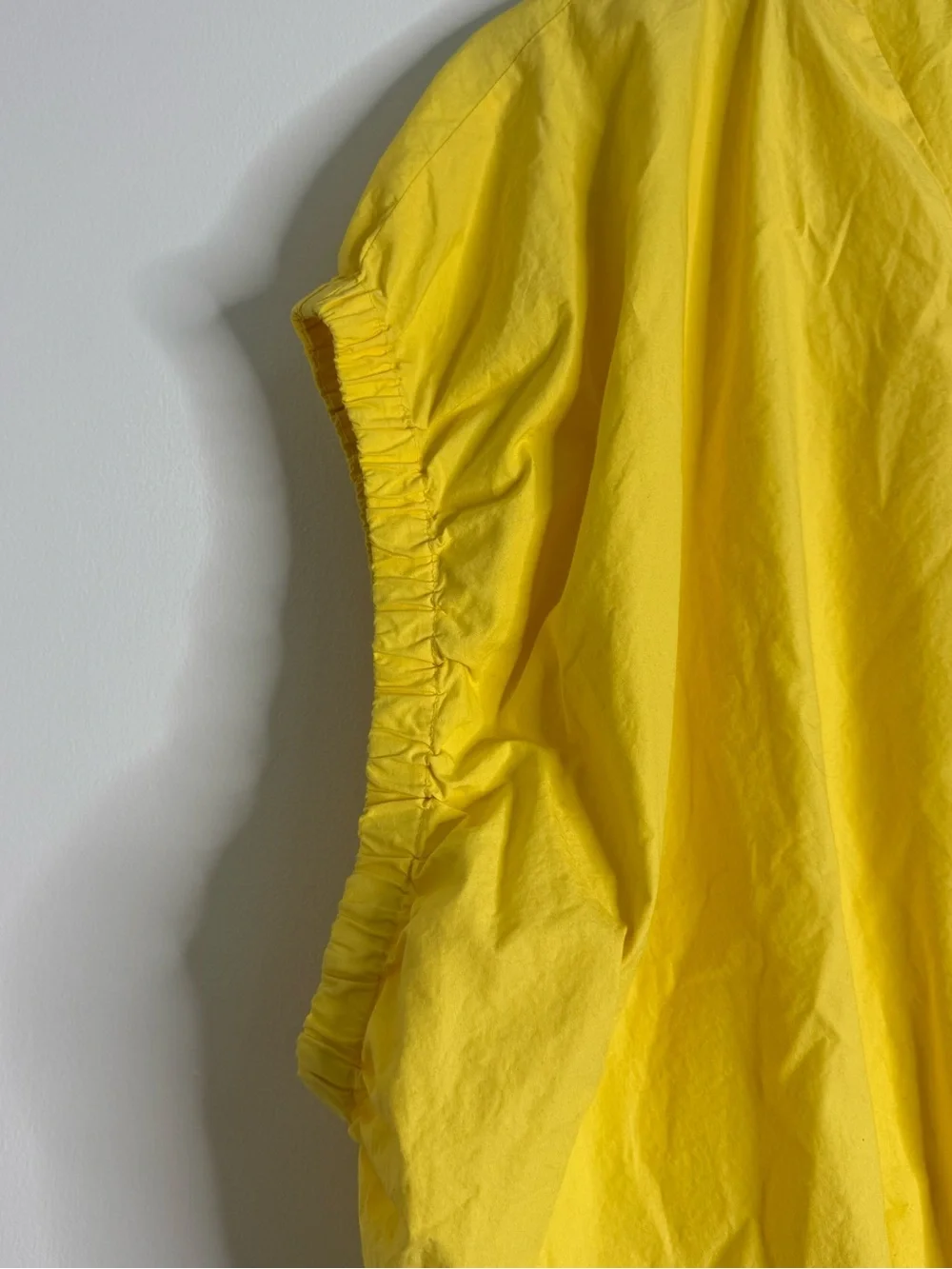 Frances Valentine 1X Yellow Cotton Popover Blouse Ruched Puff Sleeve Top